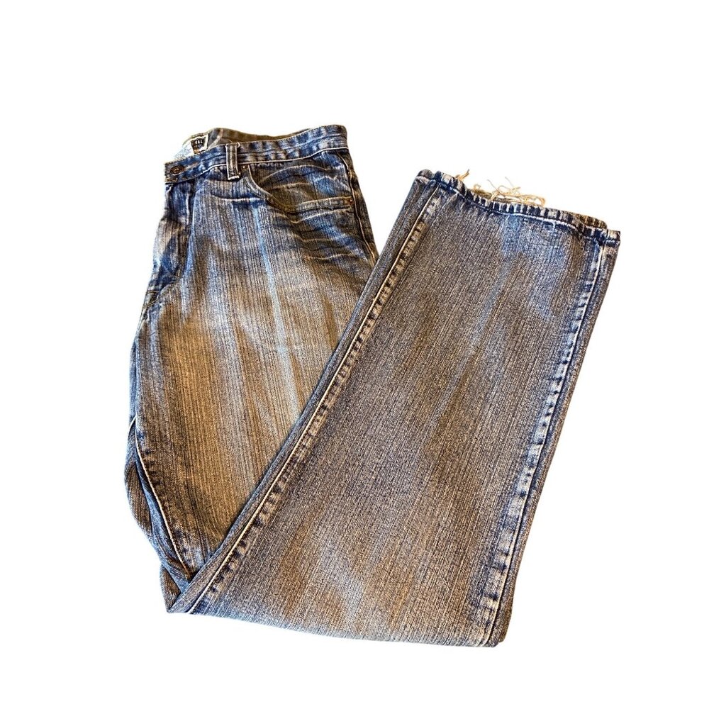 Route 66 Men’s Distressed Flared Jeans Camo Pocket 34x34 Grunge Y2K Retro
